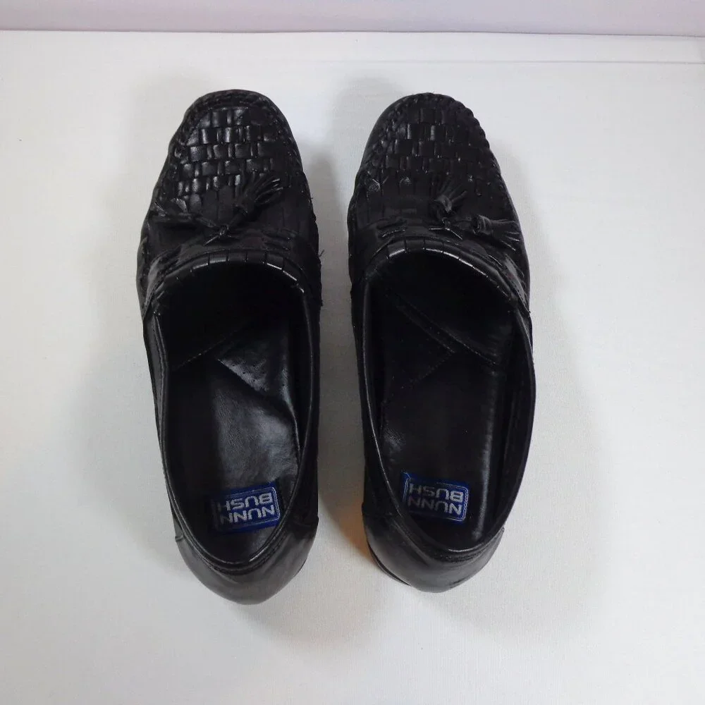 Nunn Bush Mens Black Woven Leather Penney Loafers‎ Tassels Style 84111 Size 10M